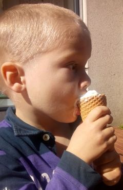 Simeon enjoys his icecream